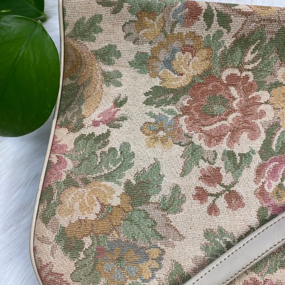 Vintage 50s L & M Cream Floral Tapestry Handbag - Picture 10 of 11